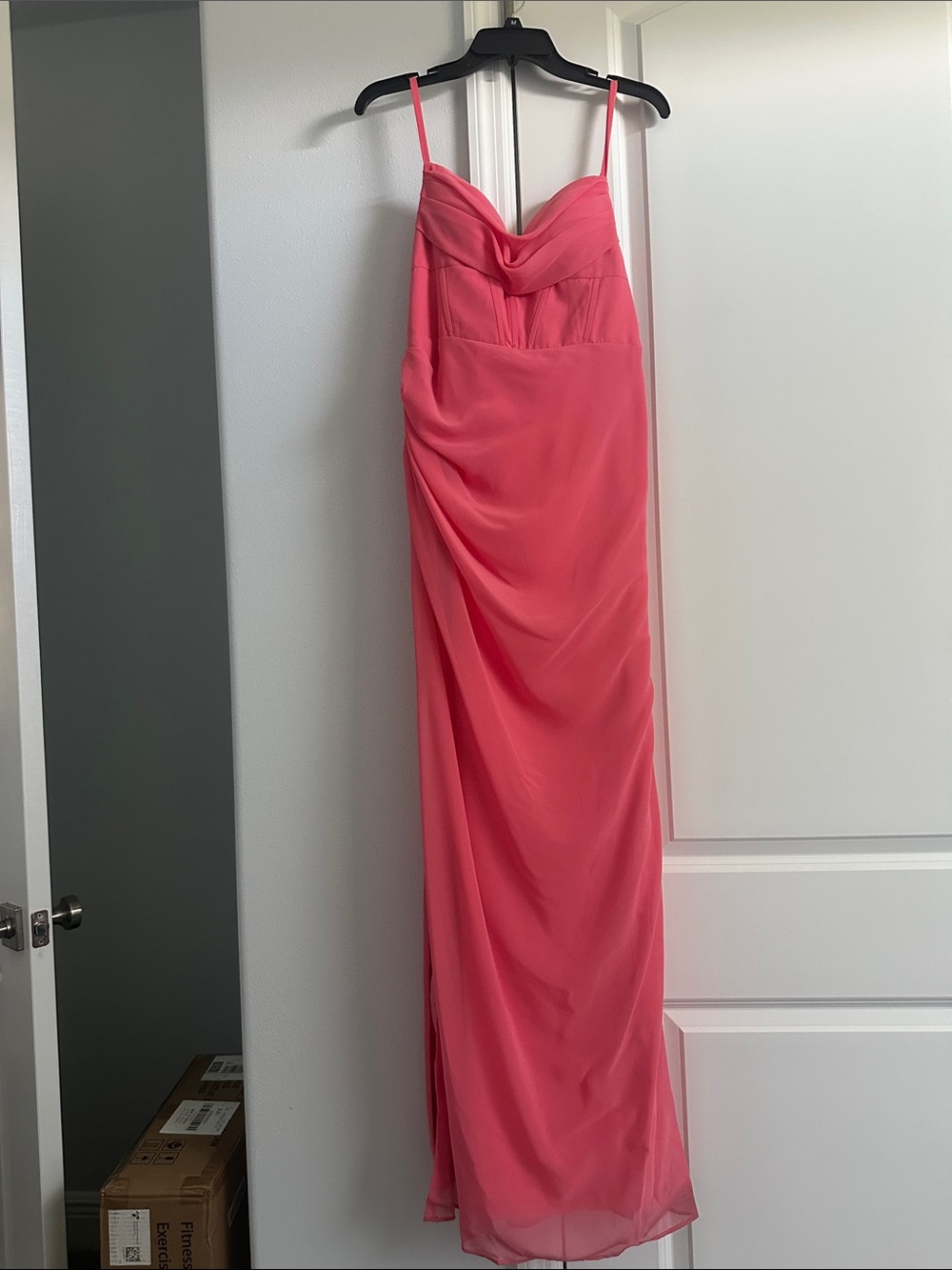 Elegant Coral Pink AZAZIE Spaghetti-Strap Evening Gown